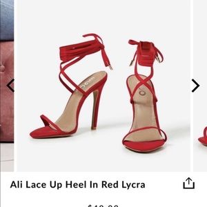 New Red lace up Lycra heels